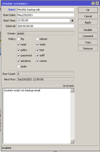Планировщик MikroTik